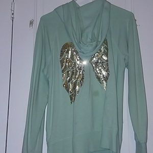 Light blue victorias secret sequences hoodie.